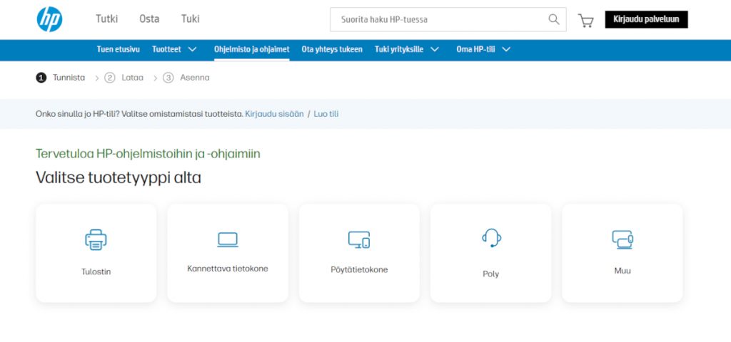 hp ajureiden päivittäminen